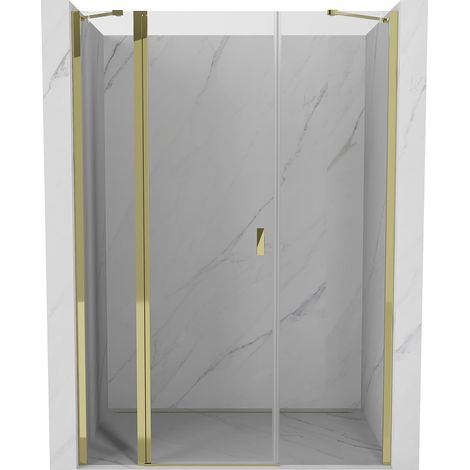 Mexen Mist porta doccia a battente 120 cm, trasparente, dorato - 8A4-120-001-50-00 (1/5)