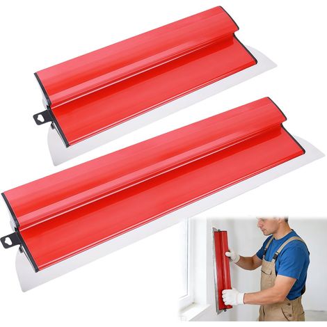 2 Couteau A Enduire, Acier Inoxydable 40cm Et 60cm, Poignée Ergonomique, Pour Cloisons Sèches Et Décoration Murale