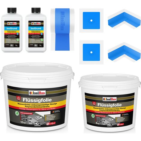 Dichtset Flüssigfolie 16 kg Duschabdichtung Bad Innenecke Dichtfolie Dichtband (1/5)