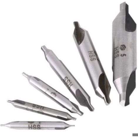Foret À Centrer - 60 Degrés - Acier Rapide HSS - Diamètres 1 1,5 2 2,5 3 5 mm - Pour Perçage Précis Avant Forage - Lot de 6 (1/4)