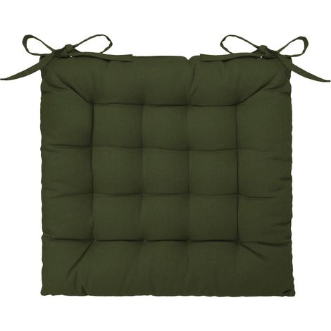 Coussin de chaise carré vert kaki 38x38x6cm