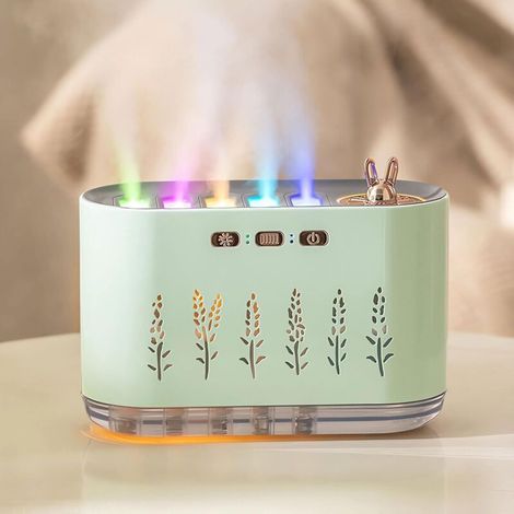 Humidificador de vapor frío de 5 boquillas con sensor de música y difusor de luz LED de 20 colores, difusor de aceites esenciales de 700 ml con apagado automático, difusores de aroma y humidificador (1/4)