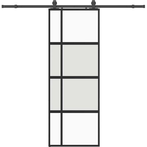Maison Exclusive - Schiebetür mit Beschlag Schwarz 76x205 cm Hart