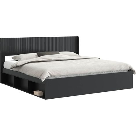 Estructura de cama con almacenamiento y cabecero Negro vidaXL (1/5)