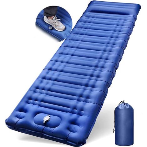 Ultraleichte, selbstaufblasende Isomatte, 12 cm dick, für Camping mit integrierter Fußpumpe (1/5)
