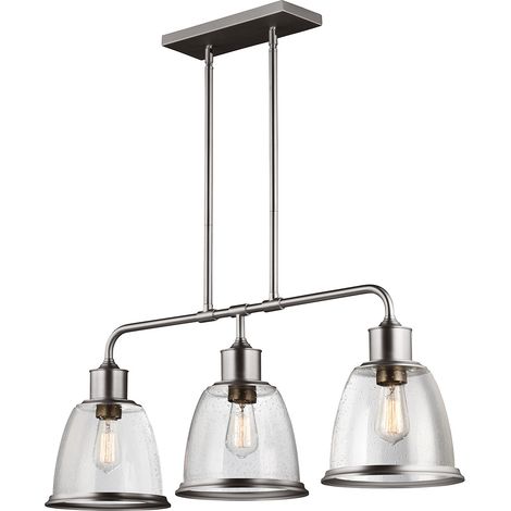 Elstead Hobson - Luminaire suspendu à 3 ampoules au plafond pour îlot, nickel satiné, E27 (1/5)
