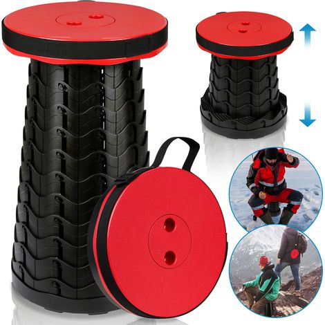 Sgabello portatile pieghevole Generazione retrattile sgabello da campeggio per la pesca/BBQ/attività all'aperto 150kg carico, rosso (1/5)
