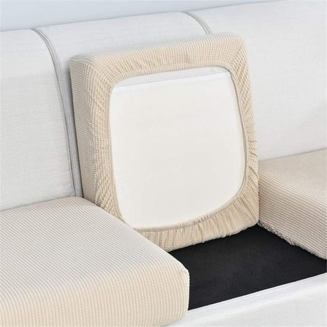 Sofakissenbezug, dehnbarer und elastischer Kissenbezug, Sofakissenbezug, rutschfester Tartanstoff (beige, große 1-Sitzer-Größe) (1/5)