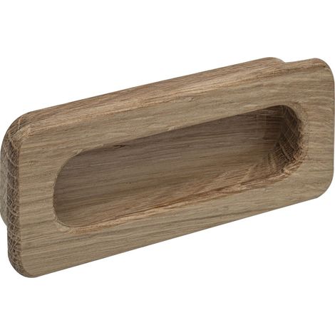 Poignée Cidras - Largeur : 110 mm - Pour porte coulissante - Poignée en bois - Dimensions d'entrée : 102 x 42 mm - Chêne brut