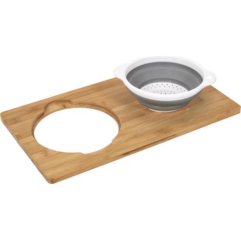 Northix Tabla de cortar de bambú con colador integrado natural