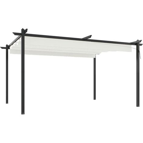 Pergola da Giardino con Tetto Retrattile 4x3 m Crema vidaXL