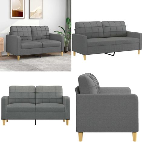 Canapé à 2 places Gris foncé 140 cm Tissu - Canapé Deux Places - Canapé Gris - Canapé Moderne - Canapé Design - Canapé Salle À Séjour - Home & Living (1/5)