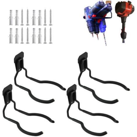 Lot de 2 crochets pour outils électriques, crochets muraux de garage, support de désherbeur, crochet utilitaire pour organiseurs d'outils de garage et rangement (1/5)