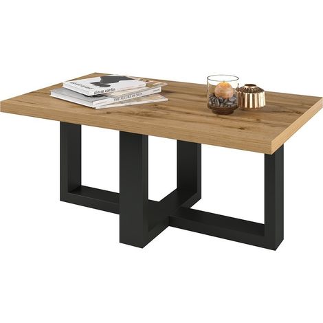 Tavolino basso design rettangolare collezione COXI Colori quercia e nero (1/3)