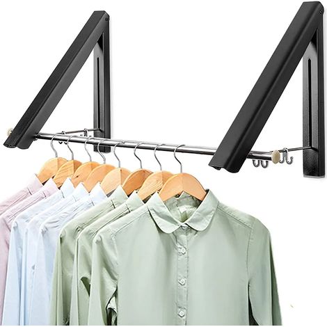 Klappbar Wand Kleiderständer 2 Stück Kleiderhaken Garderobenhaken Kleiderlüfter Wandgarderobe Für Wohnzimmer Bad Schlafzimmer Büro(Schwarz)