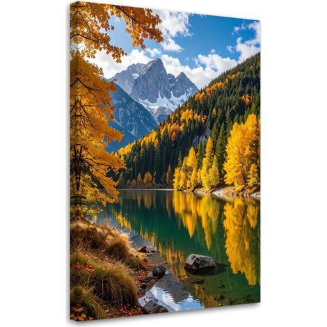 Wandbild für Wohnzimmer  Herbst Landschaft See Berge Natur 40x60 cm