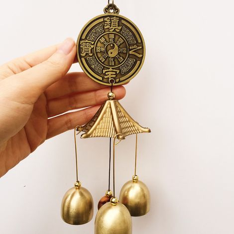 Carillon à vent rétro en alliage, finition exquise, décoration murale pour boutique et maison, porte-bonheur, artisanat détaillé, idéal cadeau. (1/4)