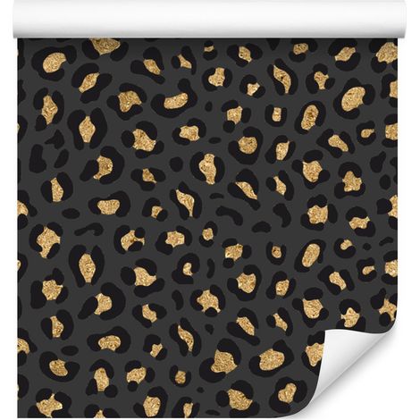 Papier peint or graphite et cuir marron pour salon et chambre 50x1000 cm (1/5)