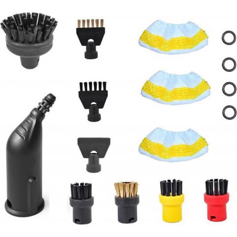 Pièces de rechange pour nettoyeurs vapeur - Lot de 12 compatibles avec les accessoires pour nettoyeurs vapeur Kärcher Easyfix SC1, SC2, SC3, SC4 et SC5 - Jeu de buses à brosse rondes (1/2)