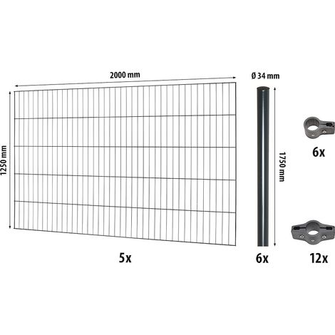 Classic ES-Mattenzaun-Set 1250 L=10 m, anthrazit