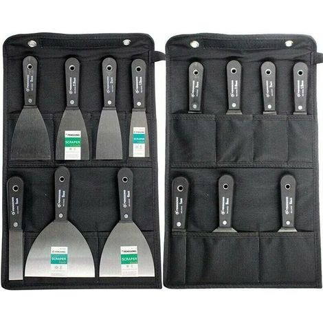 Couteaux à Enduire Jeu de Spatules en Acier Ensemble de Couteaux à Mastic Lot de 7 pièces Avec Sac De Rangement Grattoir Mural Poignée En Plastique Antidérapant (1/5)