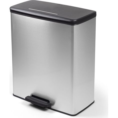 Curver Deco Bin Rectangular Pedal 65L, Silver