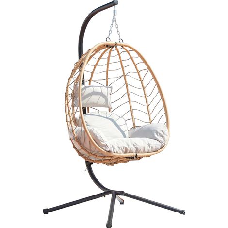 Fauteuil suspendu CONCEPT-USINE LIMA - Beige - Résine & Acier