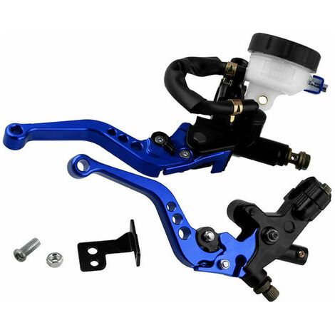 VURAHOME - Leviers d'embrayage de frein de moto 7/8 ensemble de reservoir de maitre-cylindre universel reglable, modele: bleu 61 (1/5)