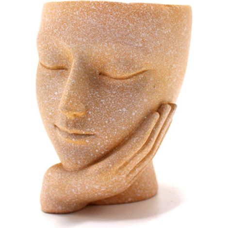 Pot de Fleurs en Résine Artisanal avec Design Innovant de Visage - Décoration de Bureau pour Plantes Succulentes - 6.5cm x 8cm x 9cm (1/5)