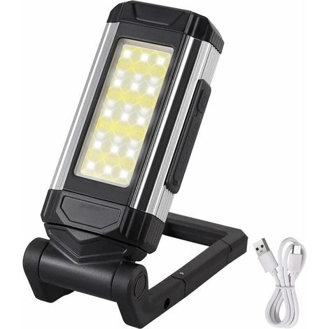 Lampe de Travail Led IPX6 Étanche, Lampe Portable Led Rechargeable XPE COB Lampe de Camping Avec Fonction de Charge Avec Base Magnétique et Crochet pr Garage,Randonnée, Utilisation d'urgence (1/5)