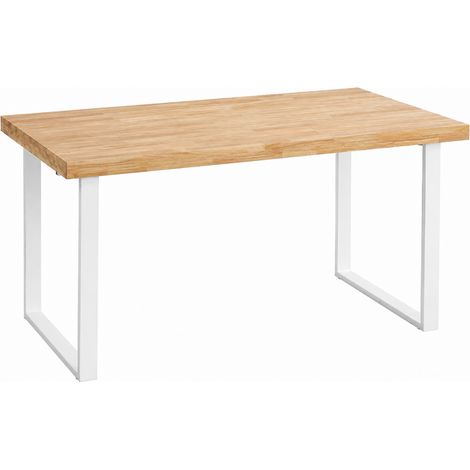 Table de bureau en bois coloris chêne nordique / pieds blanc - Longueur 120 x profondeur 60 x hauteur 73 cm (1/4)