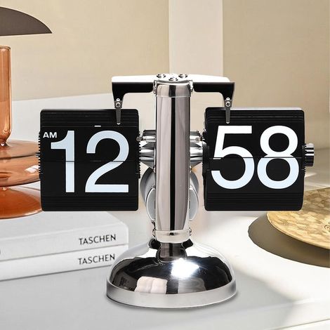 JeiibrZui Retro-Tischuhr – 21 x 16 x 8 cm – 1 Stück – Digitale mechanische Tischuhr – Schwarz – Elegante Zeitanzeige für Wohnzimmer und Büro (1/5)