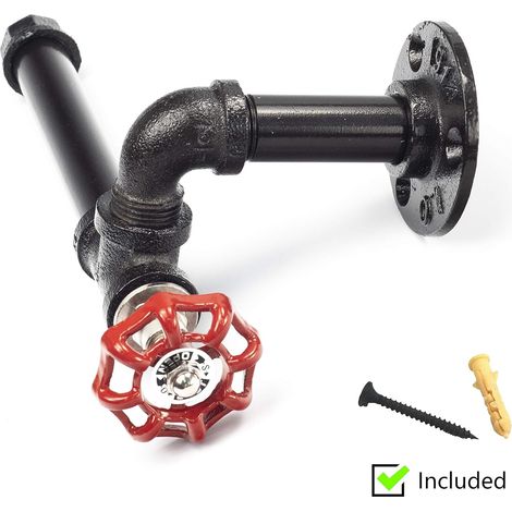 Vintage Industrial Toilet Paper Holder Wall Mounted Bathroom Accessory Urban Industrial Style Iron Pipe Wall Mounted Toilet Paper Holder, Retro, Black (1/5)