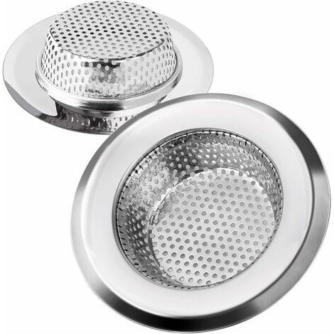 Filtre à Évier Cuisine Filtre de Vidange en Acier Inoxydable Drains d’Evier Durables Anti-colmatage Crépine Idéal pour Éviers de Maison Cuisine Bain Lavabo, 11.3cm de Diamètre 2 Pièces (1/5)