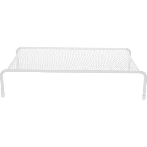 Support D'écran PC en Fer Blanc, Étagère de Bureau Minimaliste Seul Niveau, Organiseur D'espace pour Moniteur Design Multifonctionnel (1/5)