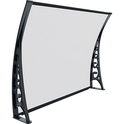 Pensilina Per Copertura In Policarbonato Alveolare Tettoia Modulabile Per Esterno Per Porte Balcone Finestre Elegante E Resistente Trasparente - Misura: 80 x 100 cm