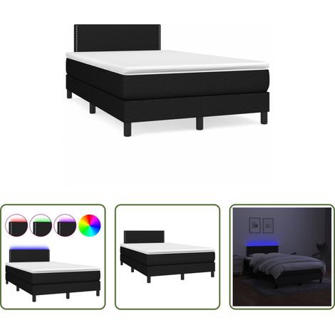 vidaXL LED-Leiste - Boxspringbett mit Matratze & LED Schwarz 120x190 cm Stoff (1/5)