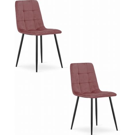 Chaise Kara - velours rose / pieds noirs x 2 (1/5)