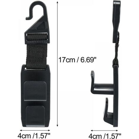 Ganci magici per poggiatesta auto – Set da 4, neri, installazione senza attrezzi, compatibili con borse e accessori
