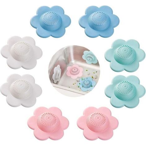 8 Pièces Crépine D'évier pour Douche,Filtre d'égout,Drain de Cuisine Bouchon D'égout,Bouchon de Vidange Universel pour Cuisine/Salle de Bain/Buanderie, évier à Fleurs Créatif, 4 Couleu (1/4)