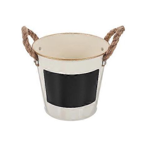 Sukkulenten-Pflanzgefäß, kleiner Blumentopf, Eisen-Blumenbehälter, Vintage-Blumentopf (Beige)