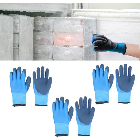 3 Paar strapazierfähige, widerstandsfähige Arbeitshandschuhe aus Baumwolle, mit Fleece gefüttert, frostbeständig, warm, dick und wasserdicht. (1/5)