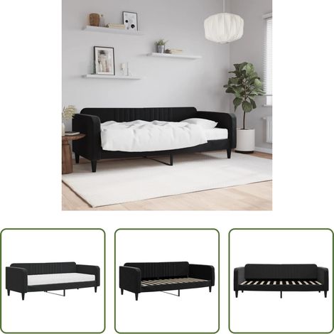 vidaXL Matratze - Tagesbett mit Matratze Schwarz 90x200 cm Samt (1/5)