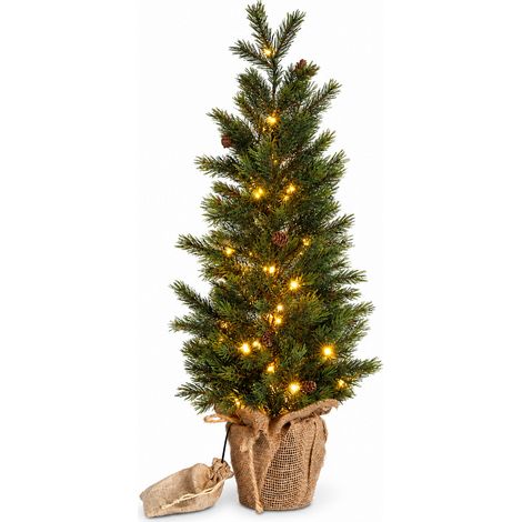 Aga Árbol de Navidad artificial en maceta de 70 cm nevado con iluminación LED (1/5)