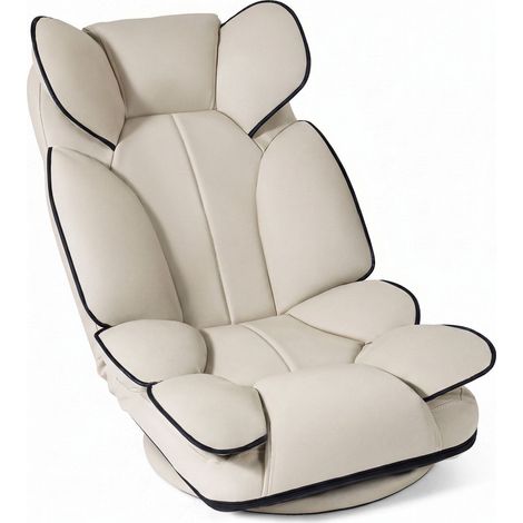 360 Swivel Gaming Chair, Adjustable Backrest, Beige PU Leather (1/5)
