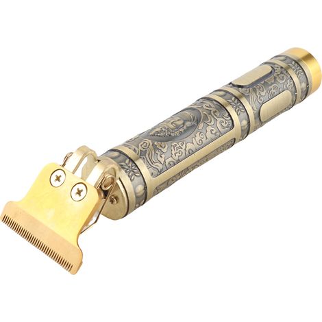 Professioneller Trimmer [T9], USB-aufladbar, Nullabstand, 4 Kämme (1,5–4 mm), R-Form, Titan, Silber/Gold, zum Trimmen und Formen von Haar und Bart (1/5)