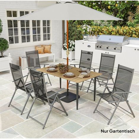 Tavolo da giardino 150 x 90 cm in acciaio con foro per ombrellone, marrone HAVRYA (1/5)