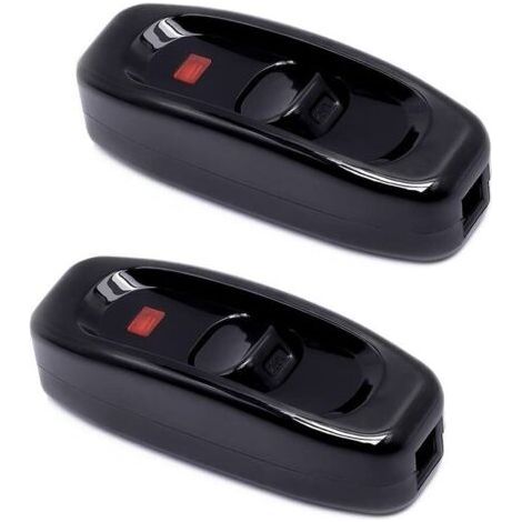 Lntyq 2 Pcs Noir Interrupteur Lampe Inline Switch 250V 10A Interrupteur Intermédiaire avec Voyant Led Interrupteur à Cordon en Ligne pour Lampe de Chevet Lampe Table Câble éLectrique Miroir L (1/5)