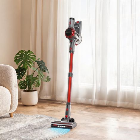 Aspirateur balai sans fil 2-en-1 en ABS et PC gris et rouge (1/5)