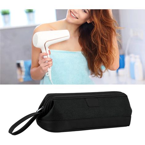 Organisateur de voyage pour sèche-cheveux et outils coiffants (lisseur, fer à boucler) - Pliable et compact, Noir (1/5)